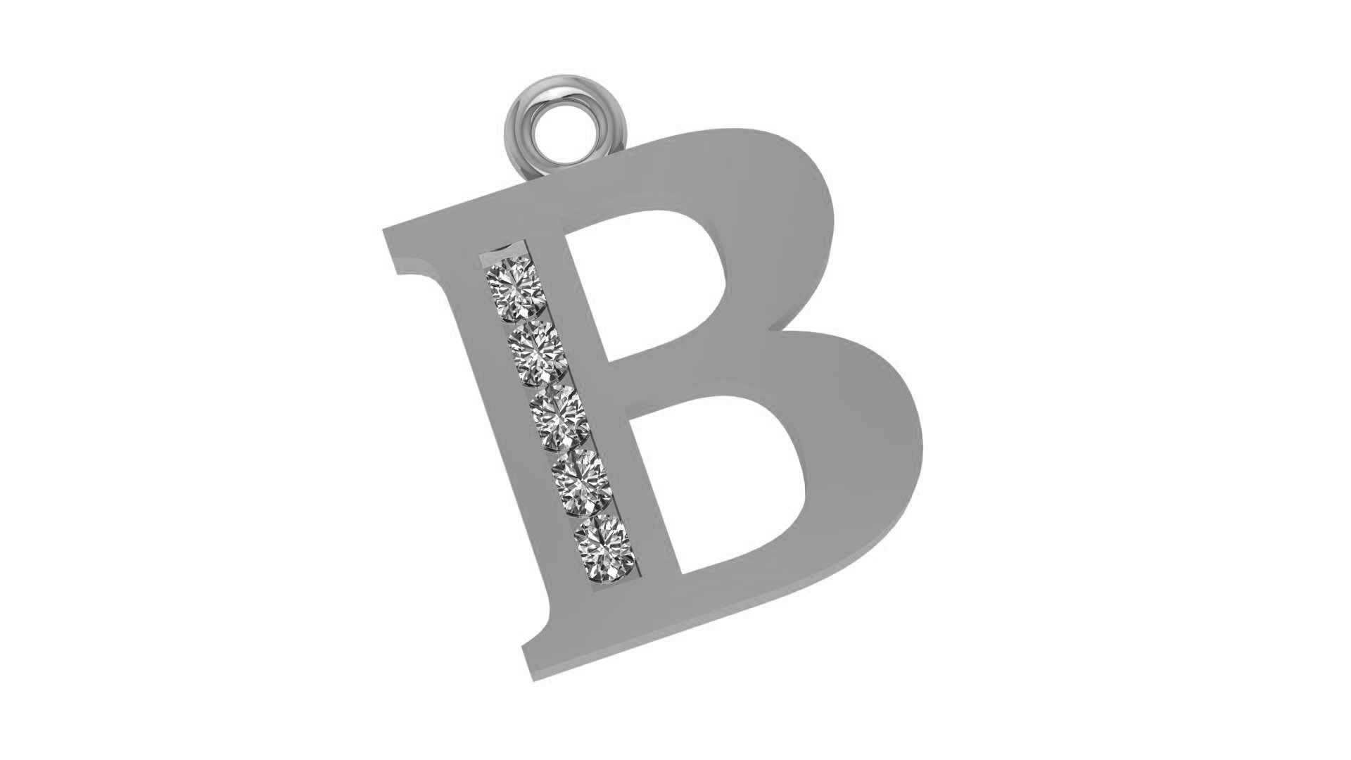 Alphabet Letter B Pendant Charm 3dm stl render details 3D print model_1
