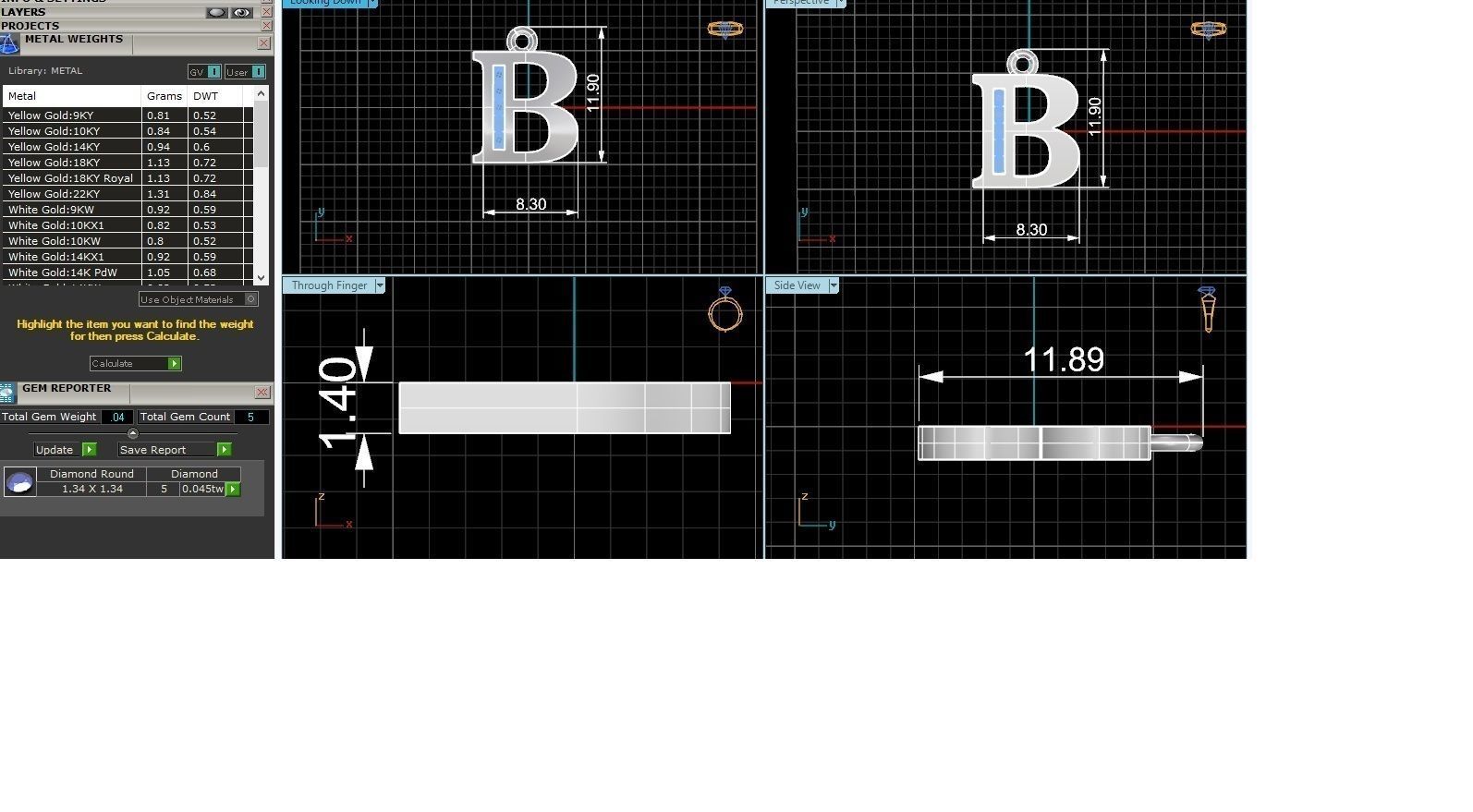 Alphabet Letter B Pendant Charm 3dm stl render details 3D print model_3