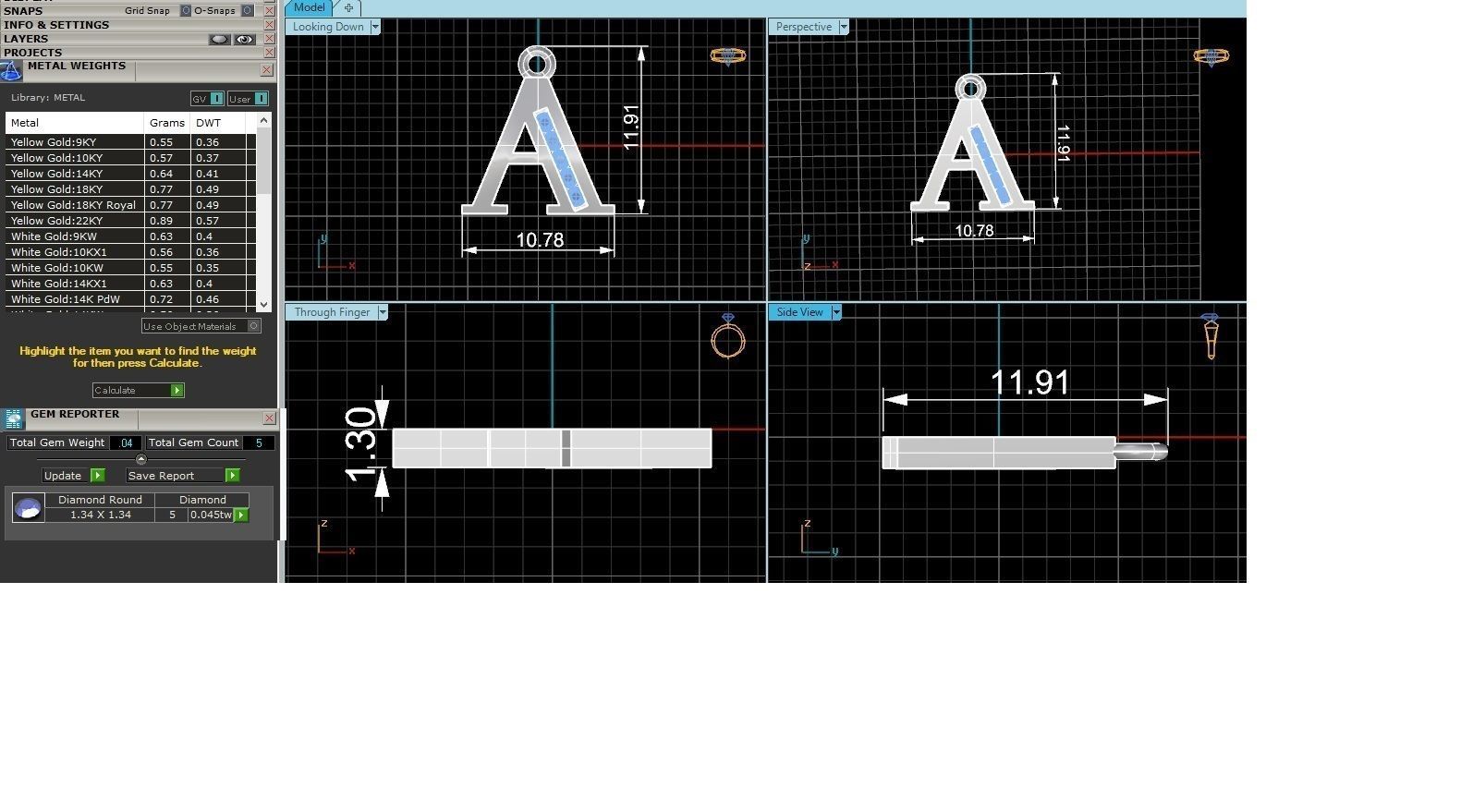 Alphabet Letter A Pendant Charm 3dm stl render details 3D print model_3