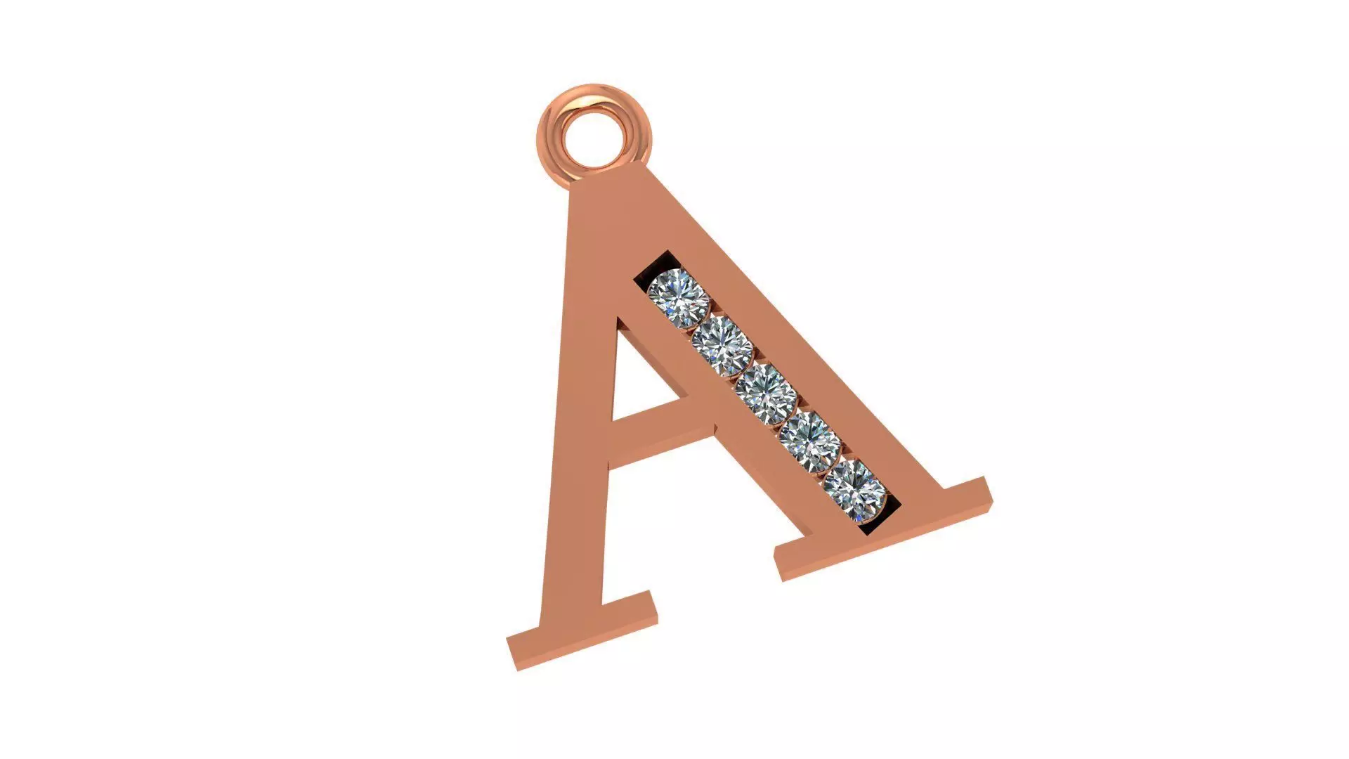 Alphabet Letter A Pendant Charm 3dm stl render details 3D print model_0