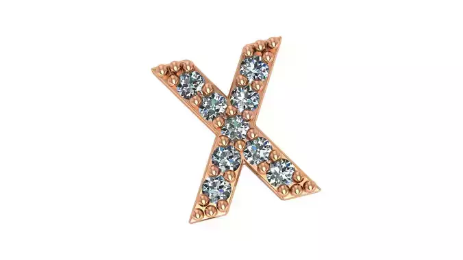 Alphabet Letter X Pendant Charm 3dm stl render details