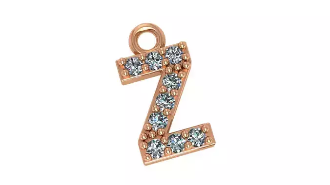 Alphabet Letter Z Pendant Charm 3dm stl render details