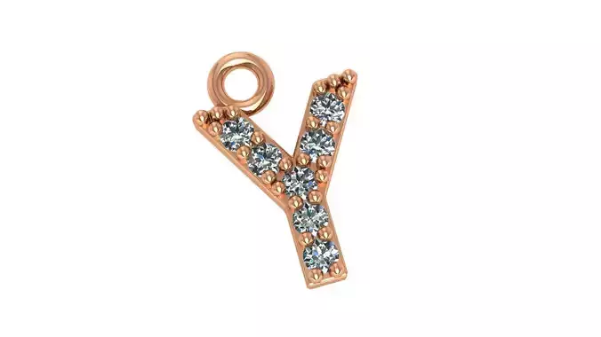 Alphabet Letter Y Pendant Charm 3dm stl render details