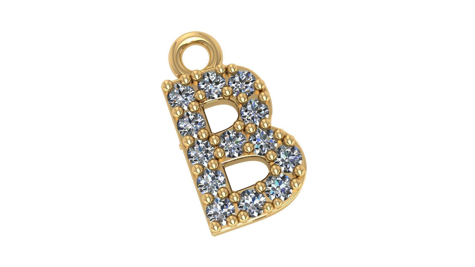 Alphabet Letter B Pendant Charm 3dm stl render details 3D print model_2