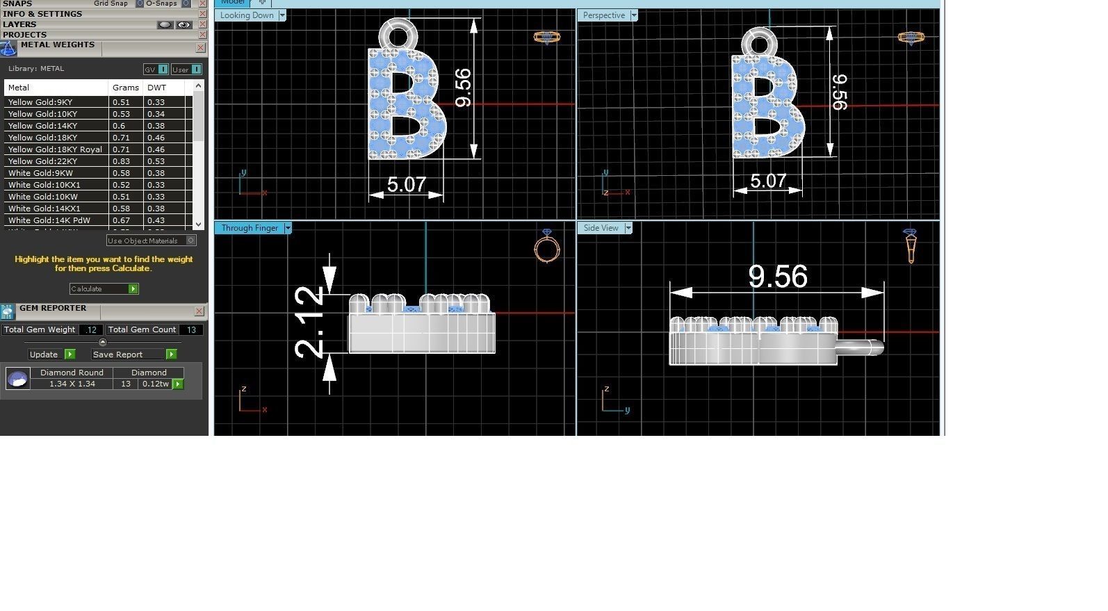 Alphabet Letter B Pendant Charm 3dm stl render details 3D print model_3