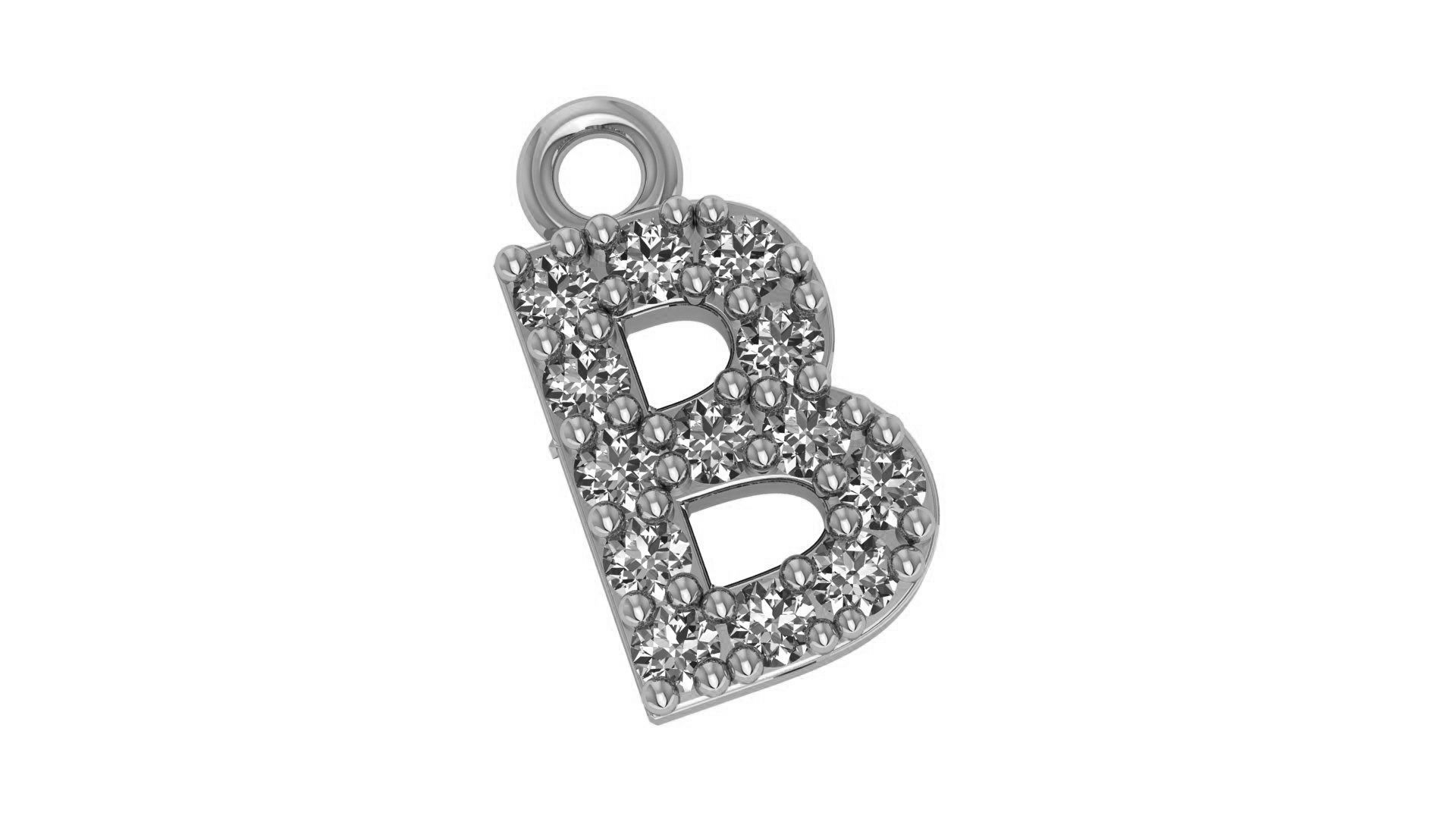 Alphabet Letter B Pendant Charm 3dm stl render details 3D print model_1