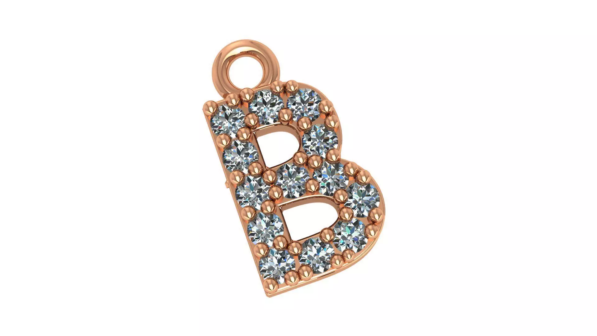 Alphabet Letter B Pendant Charm 3dm stl render details 3D print model_0