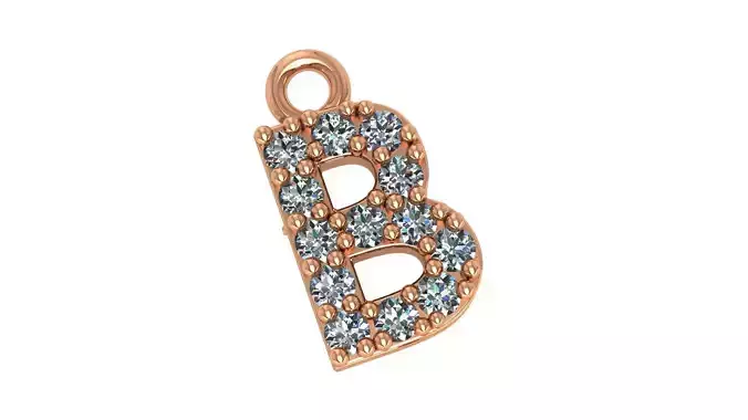 Alphabet Letter B Pendant Charm 3dm stl render details 3D print model Alphabet Letter B Pendant Charm 3dm stl render details 3D print model