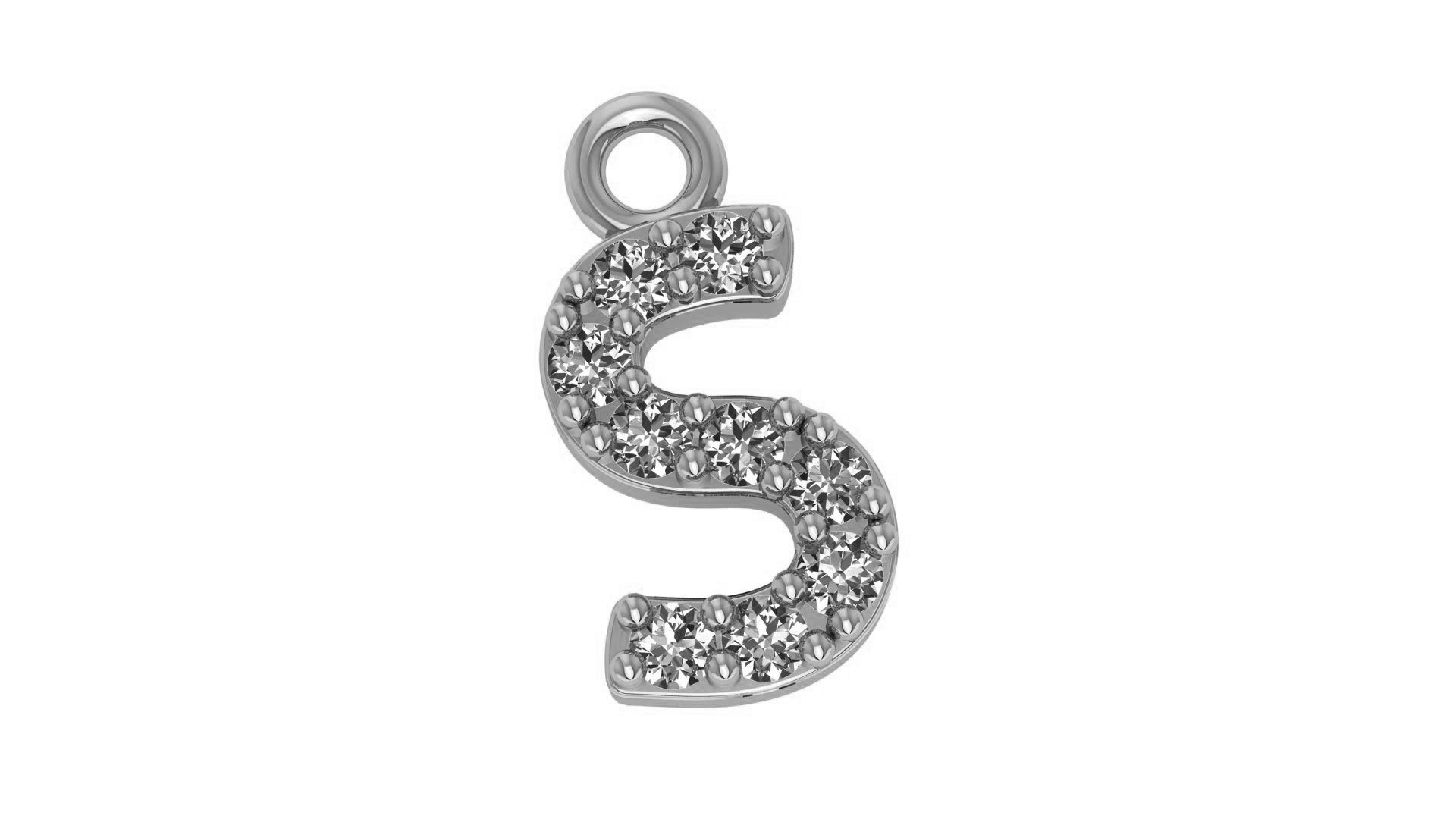 Alphabet Letter S Pendant Charm 3dm stl render details 3D print model_1