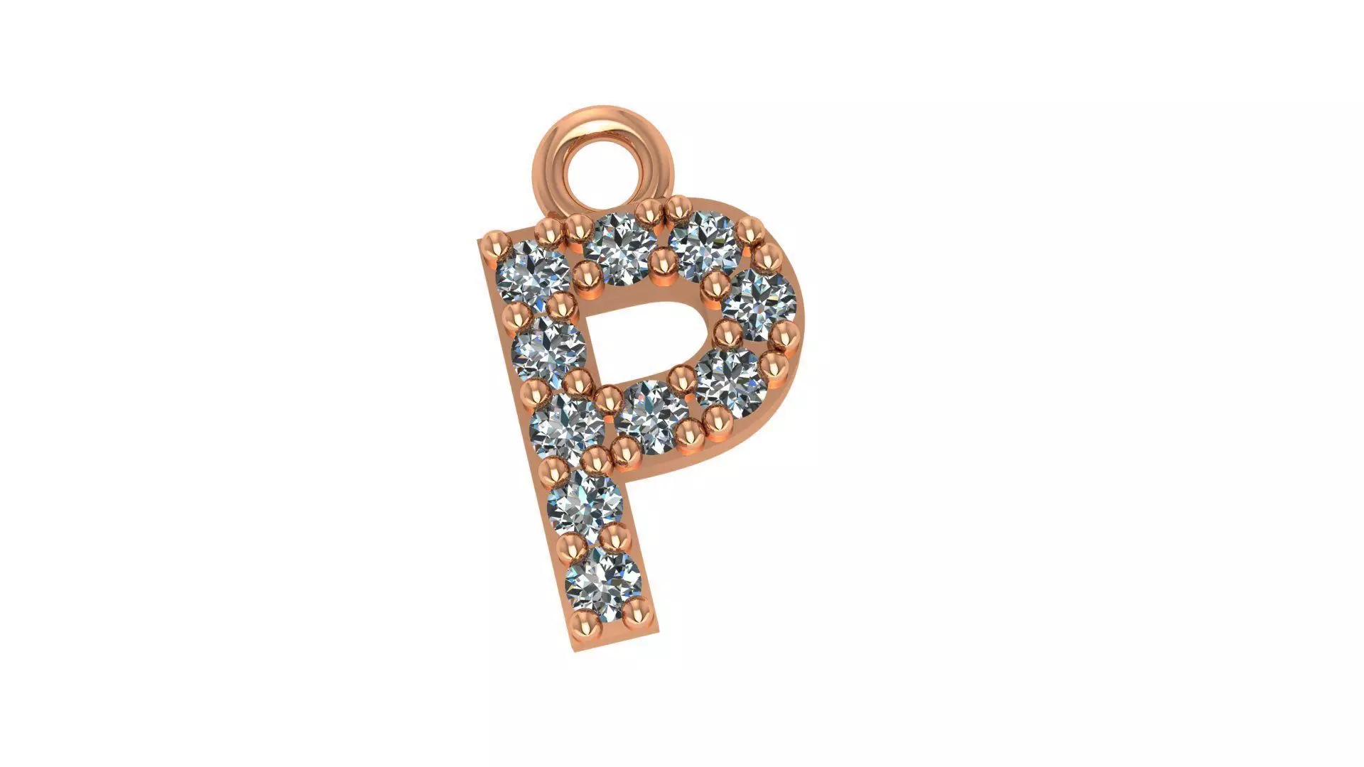 Alphabet Letter P Pendant Charm 3dm stl render details 3D print model_0