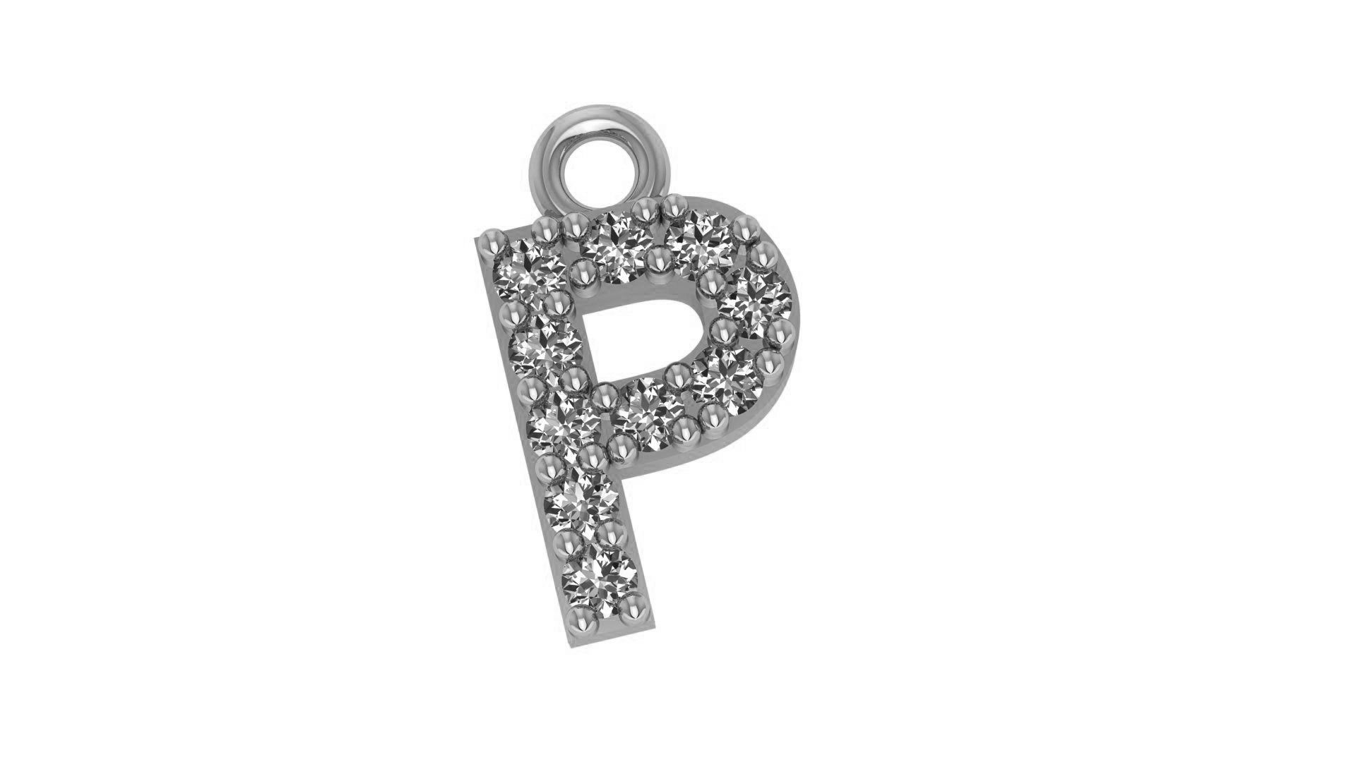 Alphabet Letter P Pendant Charm 3dm stl render details 3D print model_1