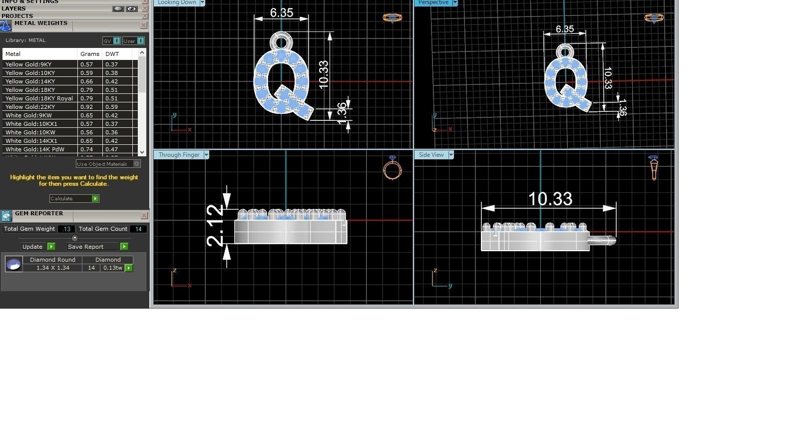 Alphabet Letter Q Pendant Charm 3dm stl render details 3D print model_3