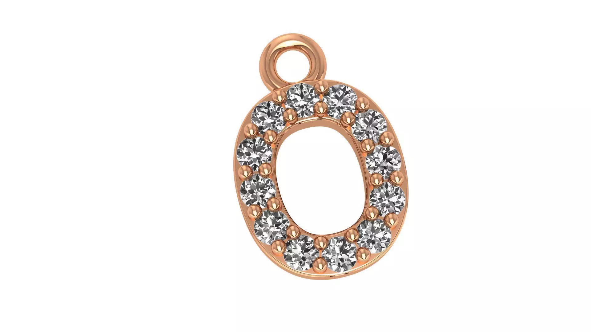 Alphabet Letter O Pendant Charm 3dm stl render details 3D print model_0