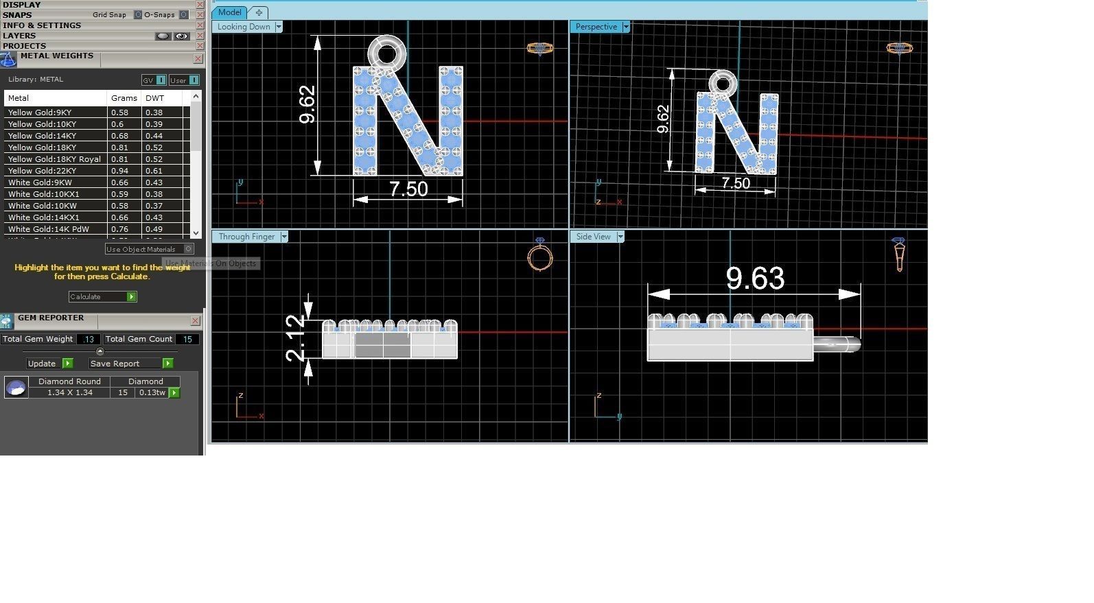 Alphabet Letter N Pendant Charm 3dm stl render details 3D print model_3