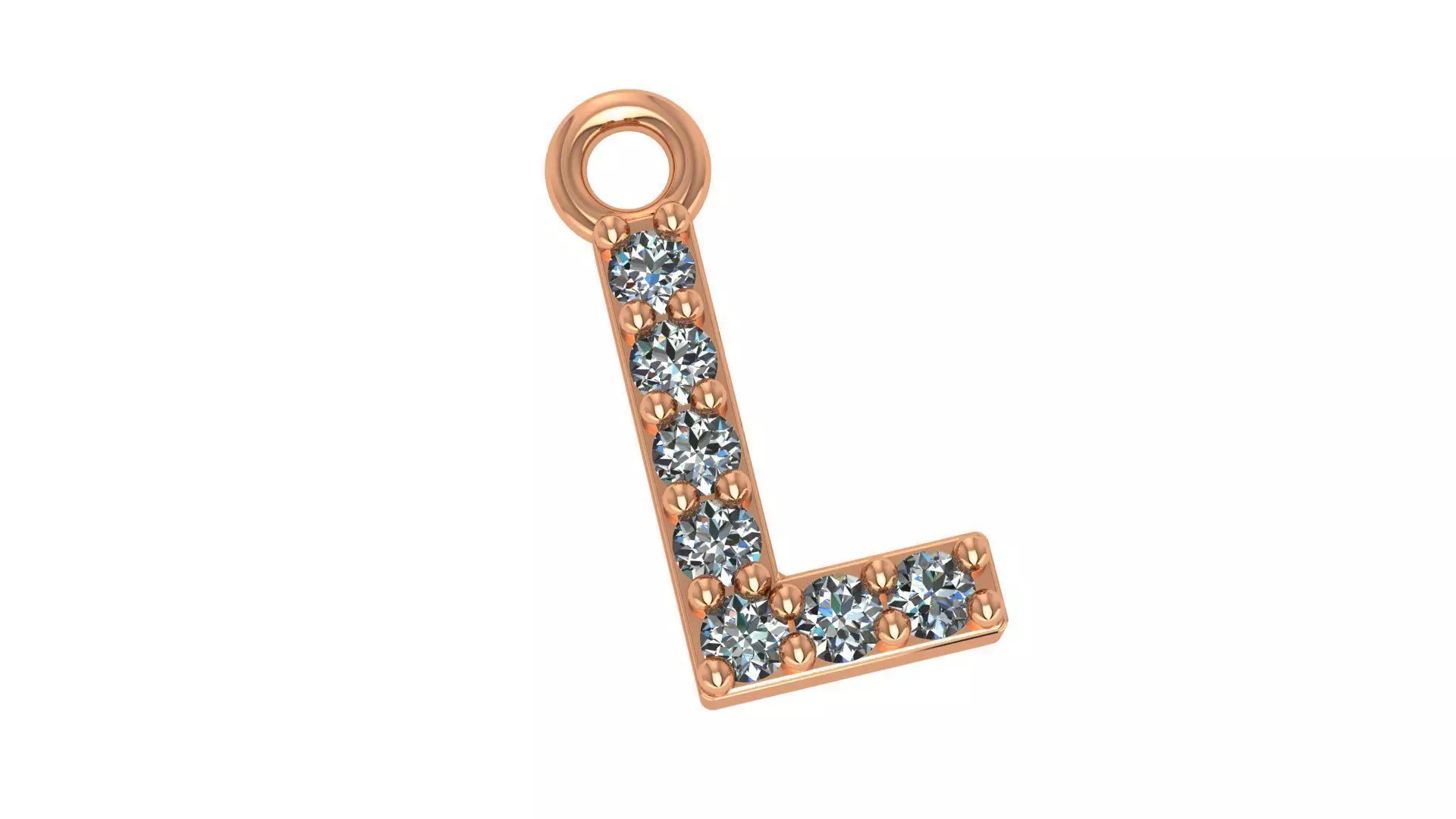 Alphabet Letter L Pendant Charm 3dm stl render details 3D print model_0