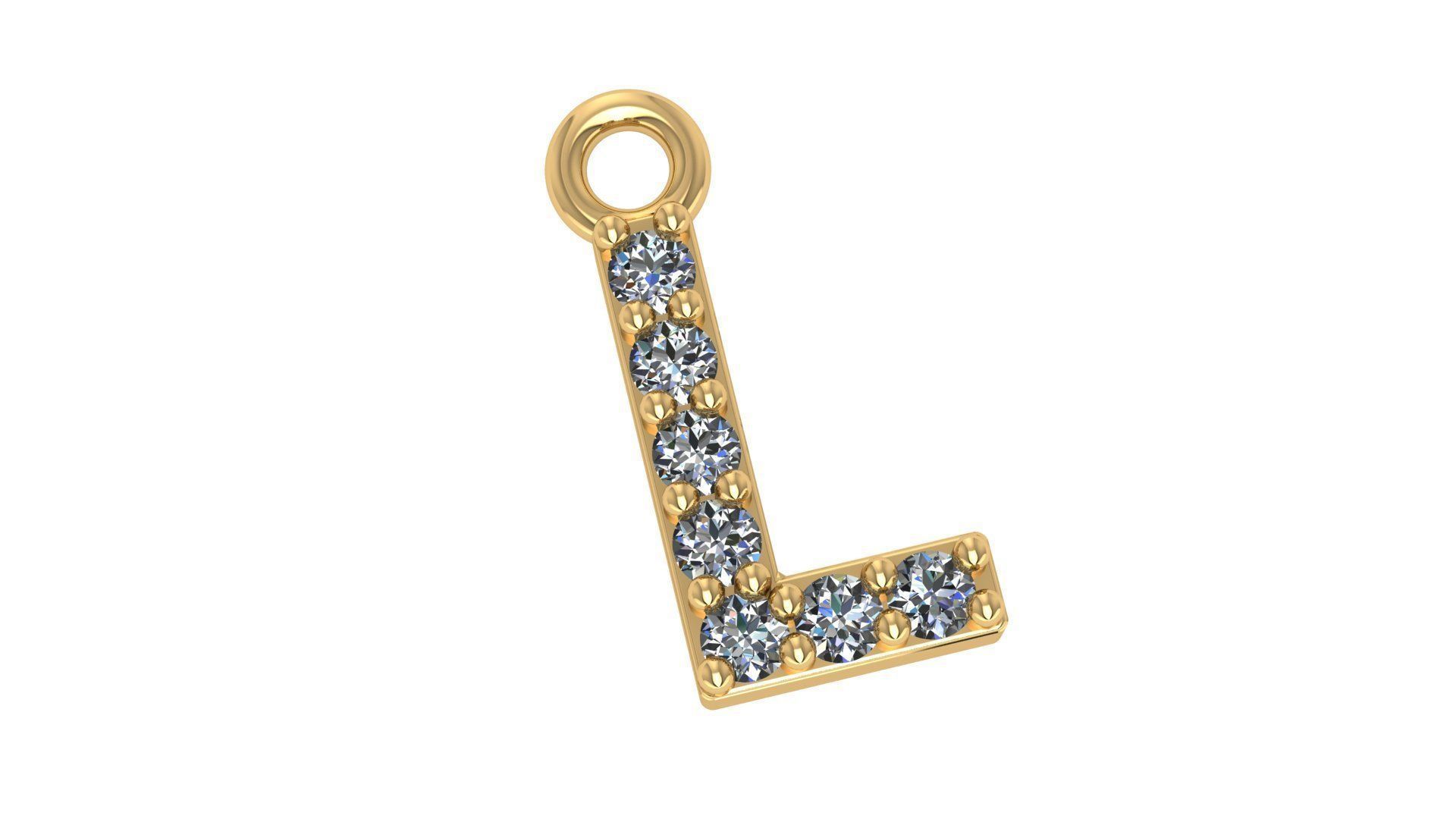 Alphabet Letter L Pendant Charm 3dm stl render details 3D print model_2