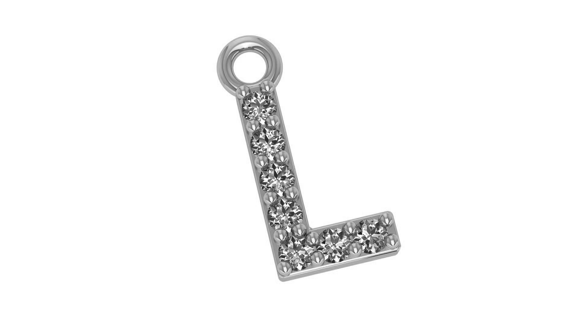 Alphabet Letter L Pendant Charm 3dm stl render details 3D print model_1