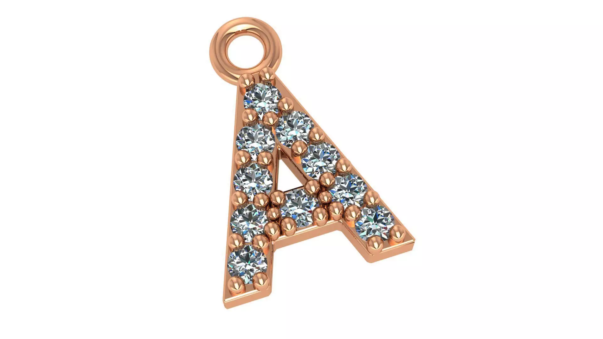 Alphabet Letter A Pendant Charm 3dm stl render details 3D print model_0