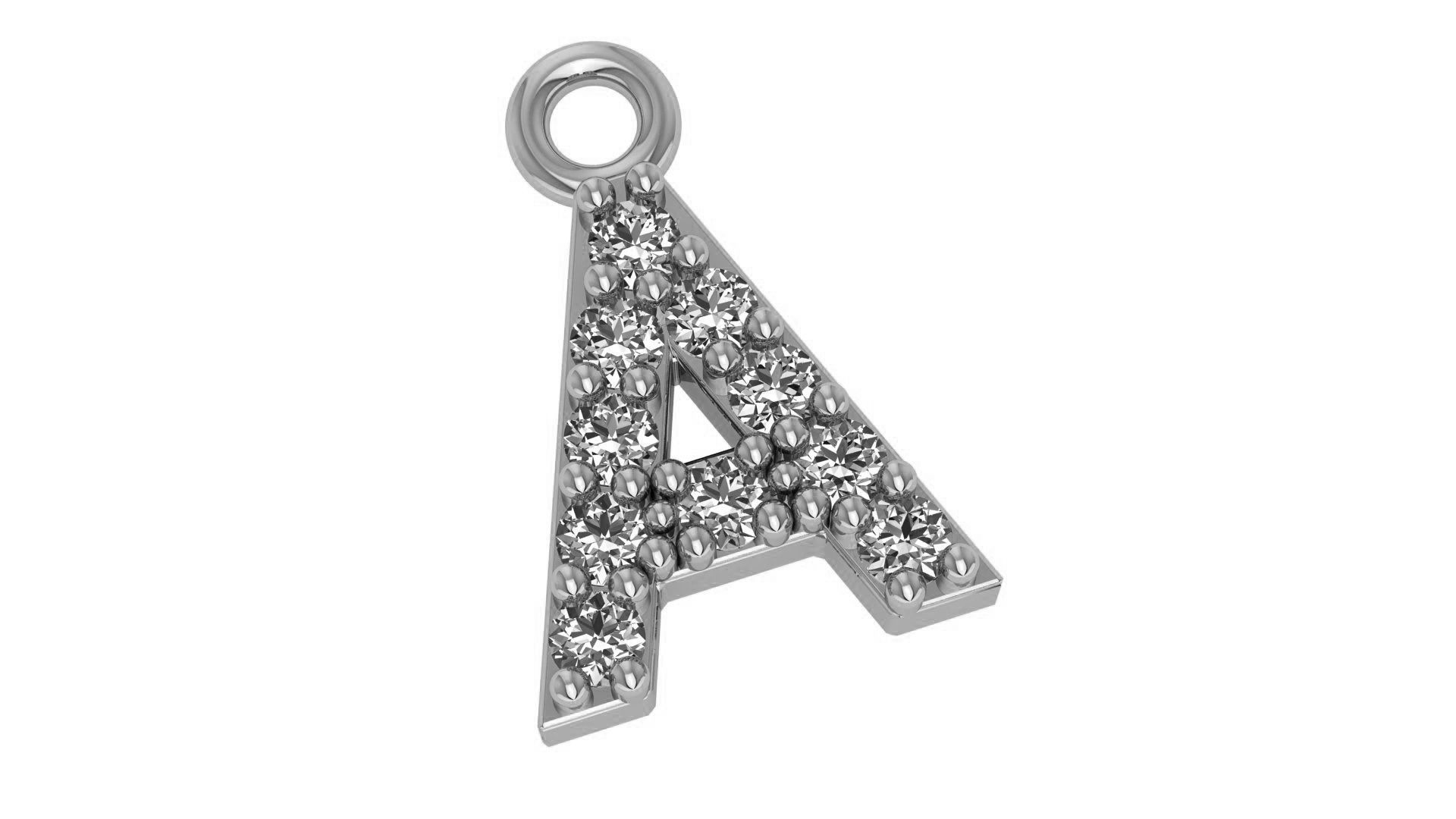 Alphabet Letter A Pendant Charm 3dm stl render details 3D print model_1