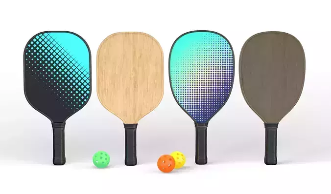 Pickleball set Paddles and Balls 3D model
