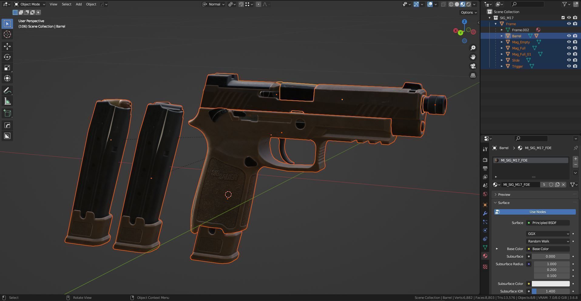 SIG SAUER M17 P320 PISTOL Low-poly 3D model_16