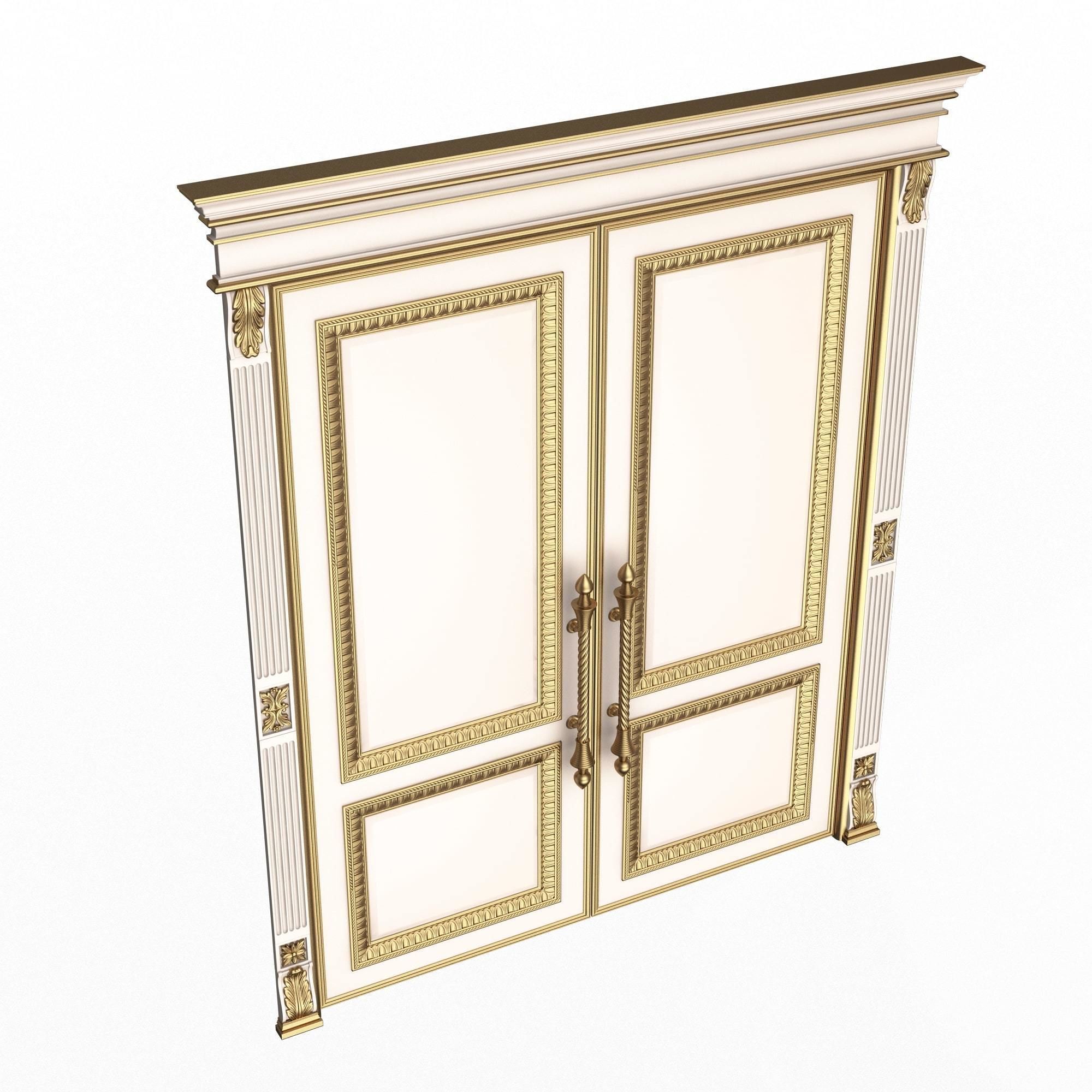 Carved Door Classic 01601 White Low-poly 3D model_1