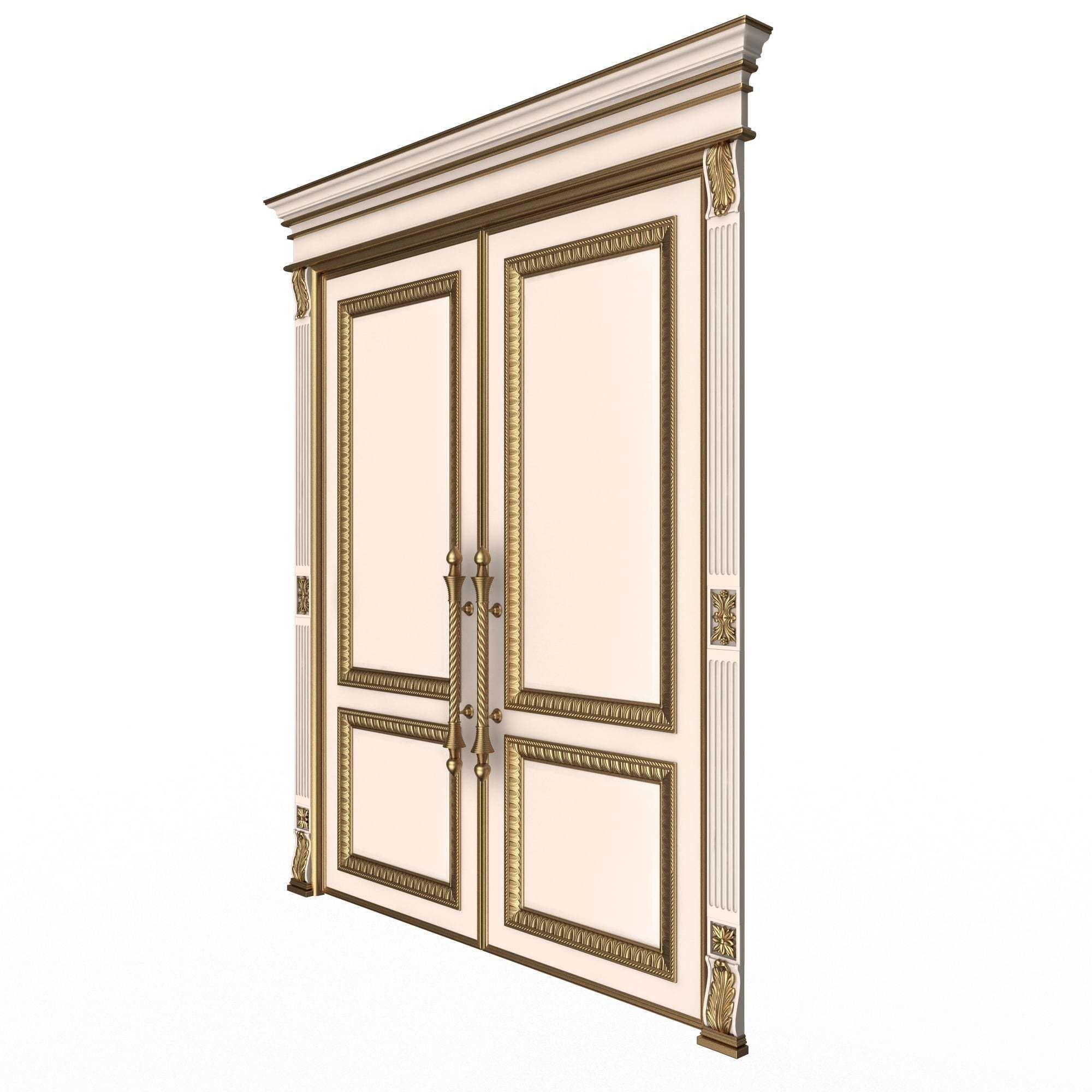 Carved Door Classic 01601 White Low-poly 3D model_2