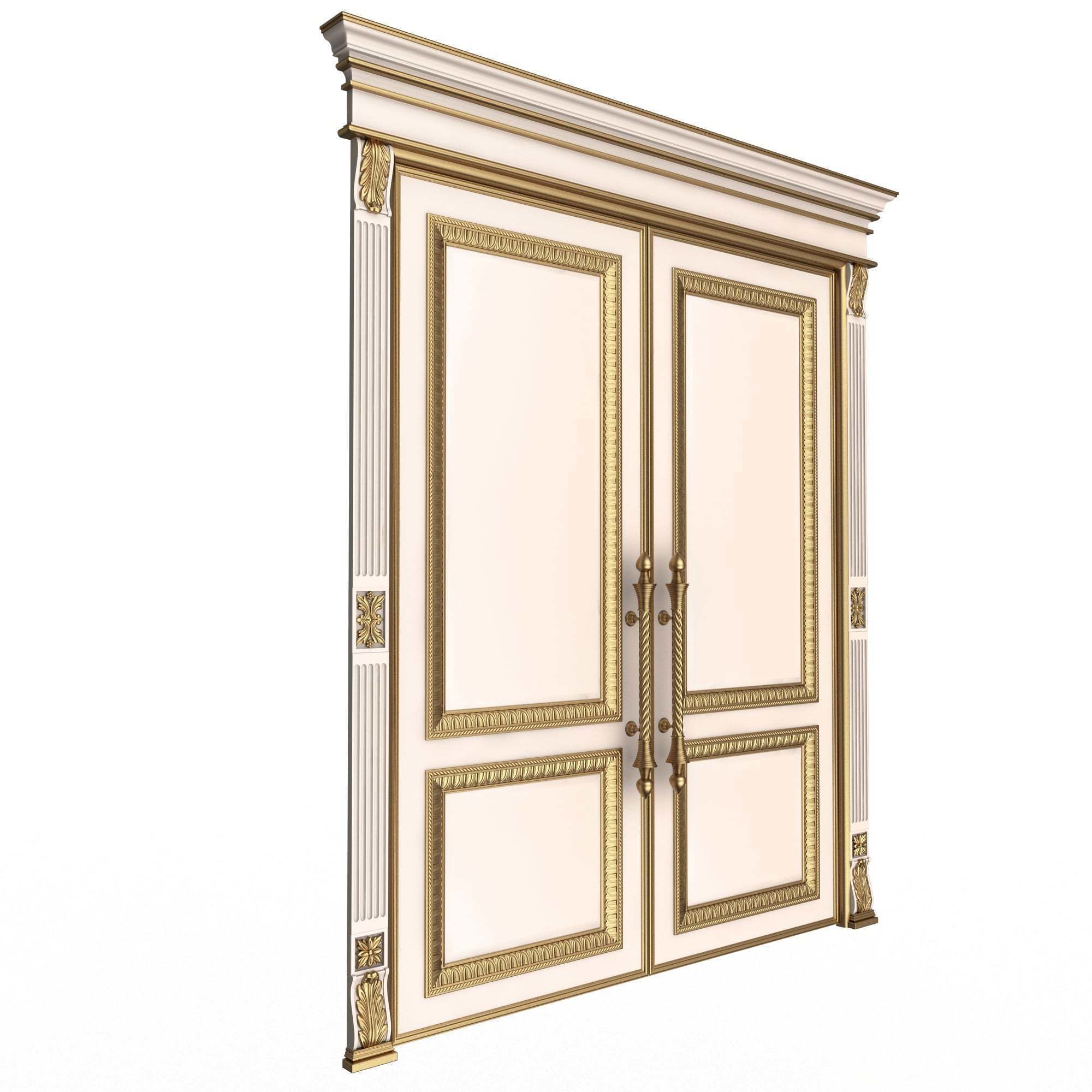 Carved Door Classic 01601 White Low-poly 3D model_3
