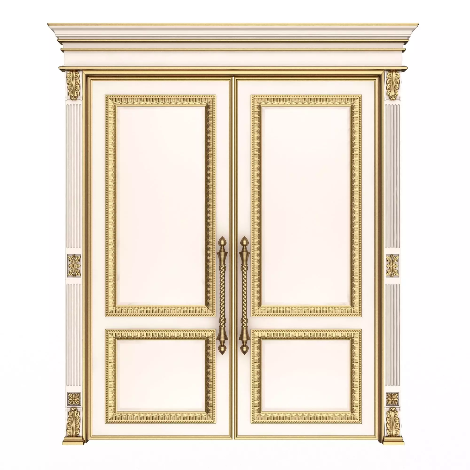 Carved Door Classic 01601 White Low-poly 3D model_0