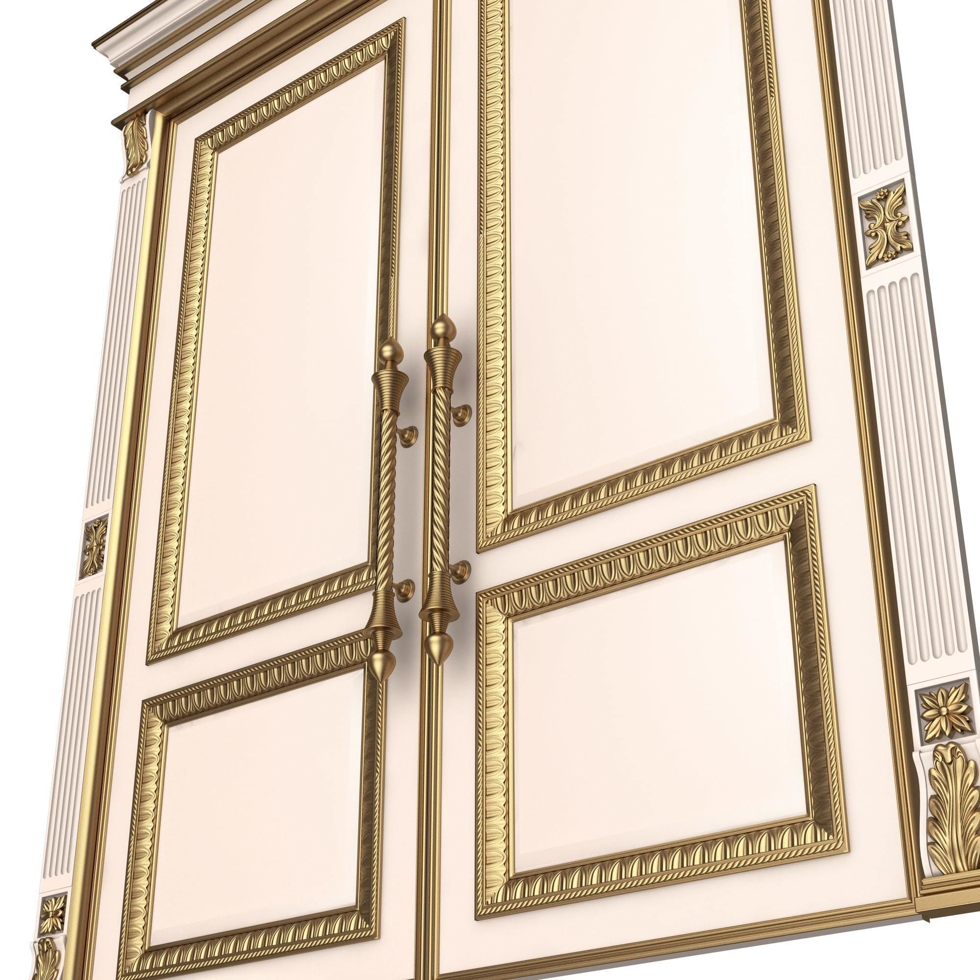Carved Door Classic 01601 White Low-poly 3D model_4