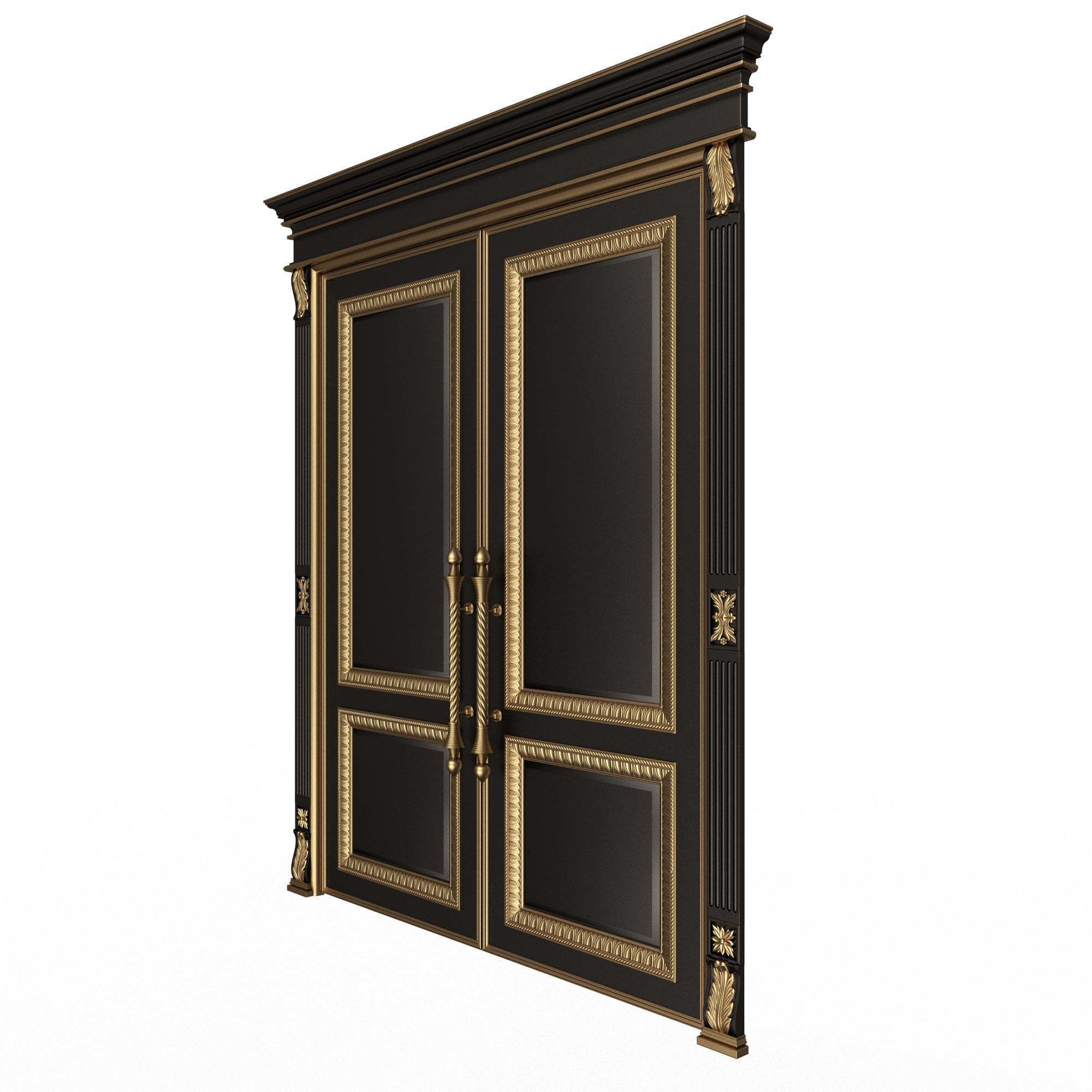 Carved Door Classic 01601 Black Low-poly 3D model_2