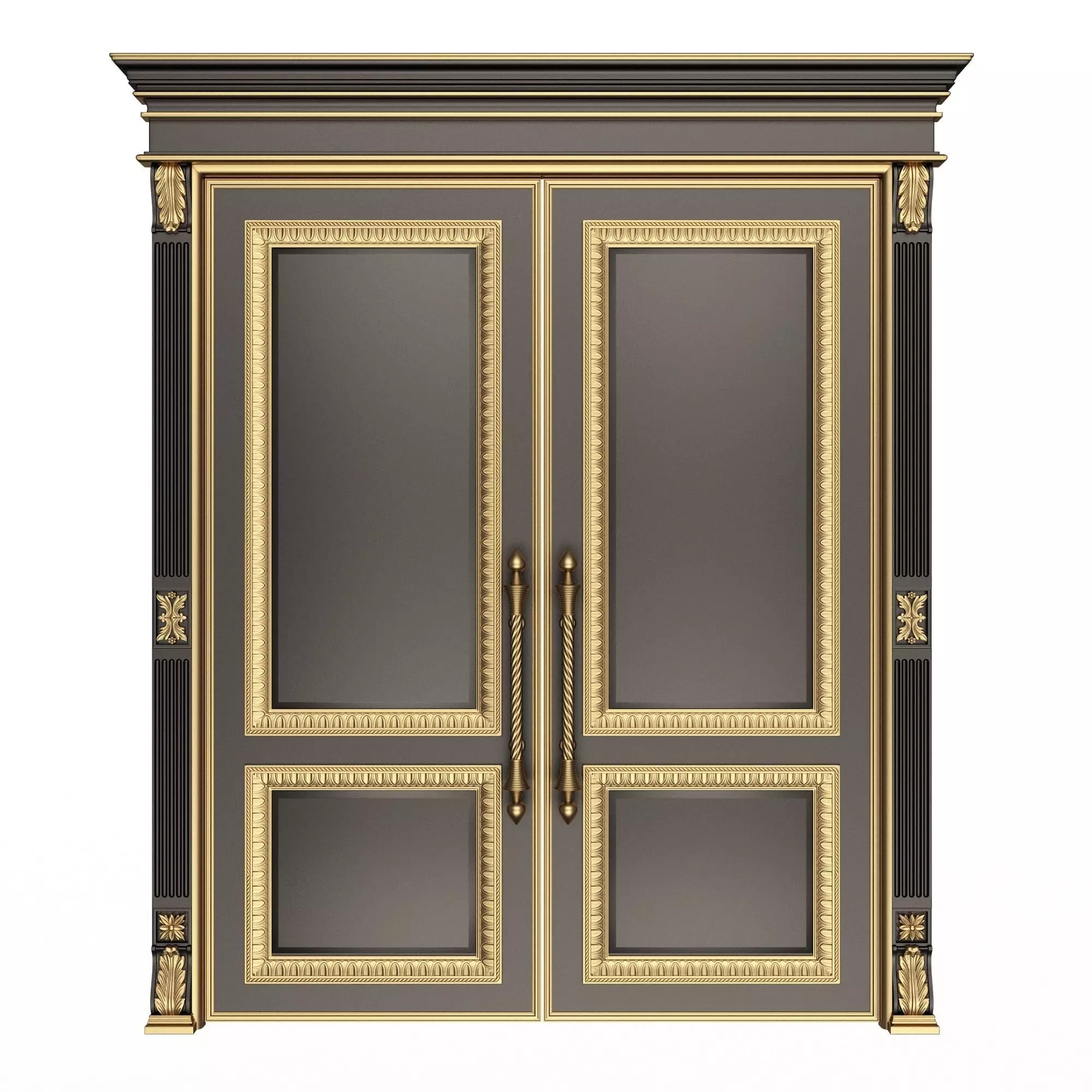 Carved Door Classic 01601 Black Low-poly 3D model_0