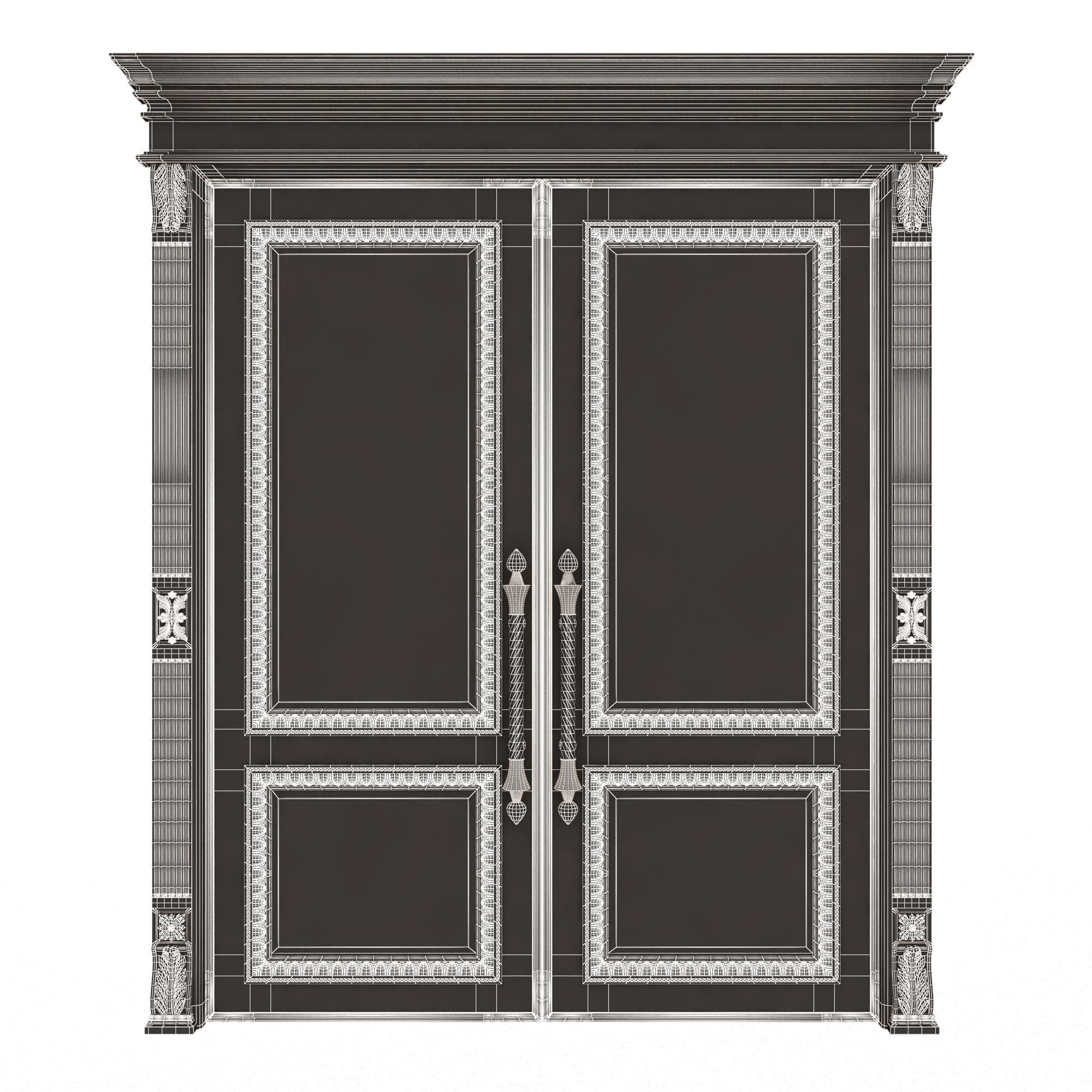 Carved Door Classic 01601 Black Low-poly 3D model_6