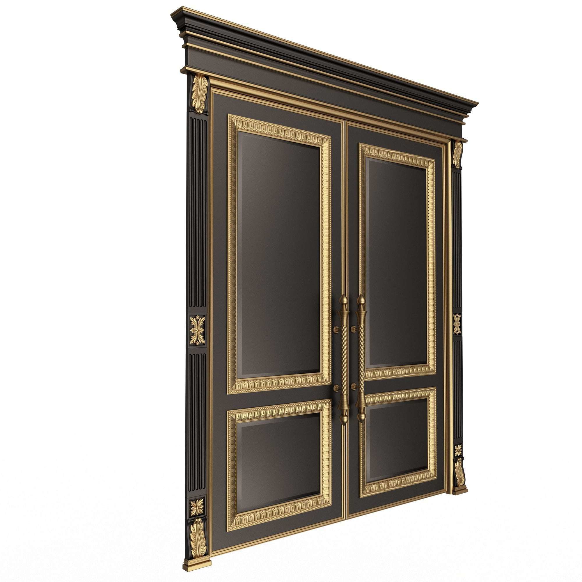 Carved Door Classic 01601 Black Low-poly 3D model_3