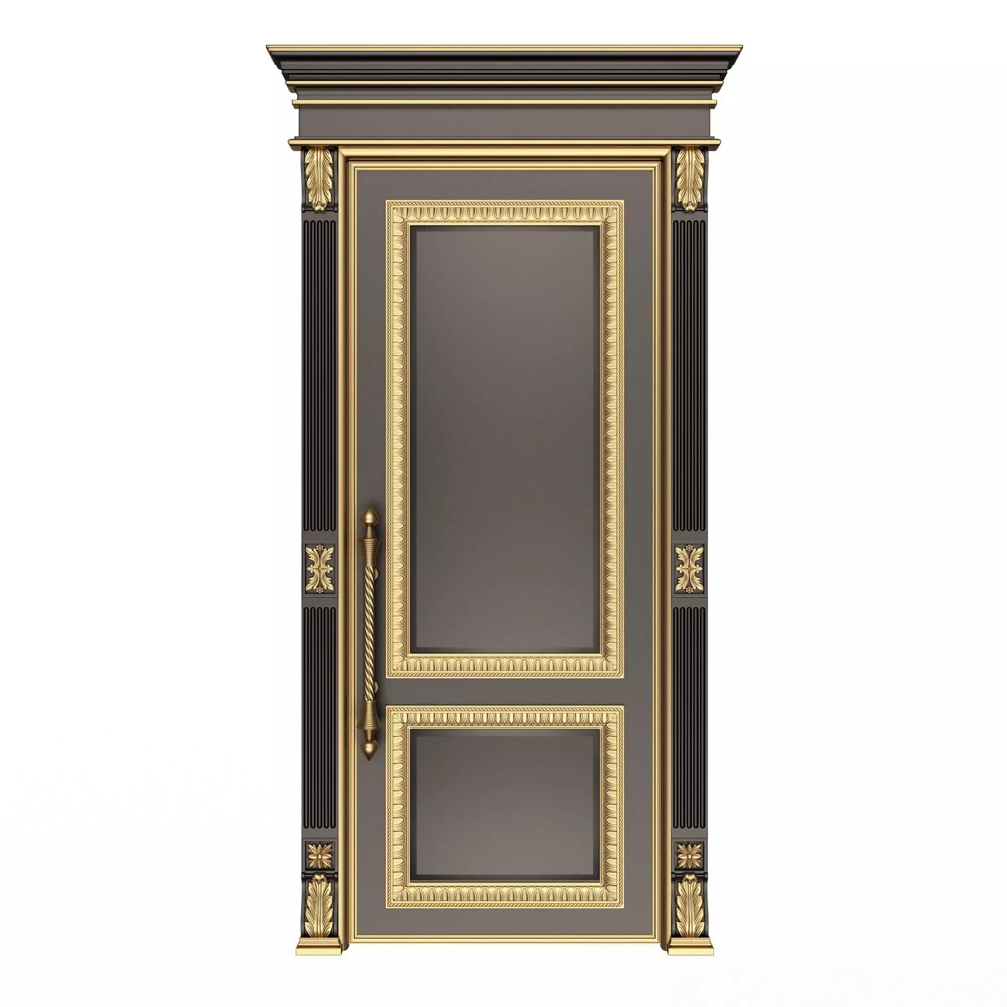 Carved Door Classic 01602 Black Low-poly 3D model_0
