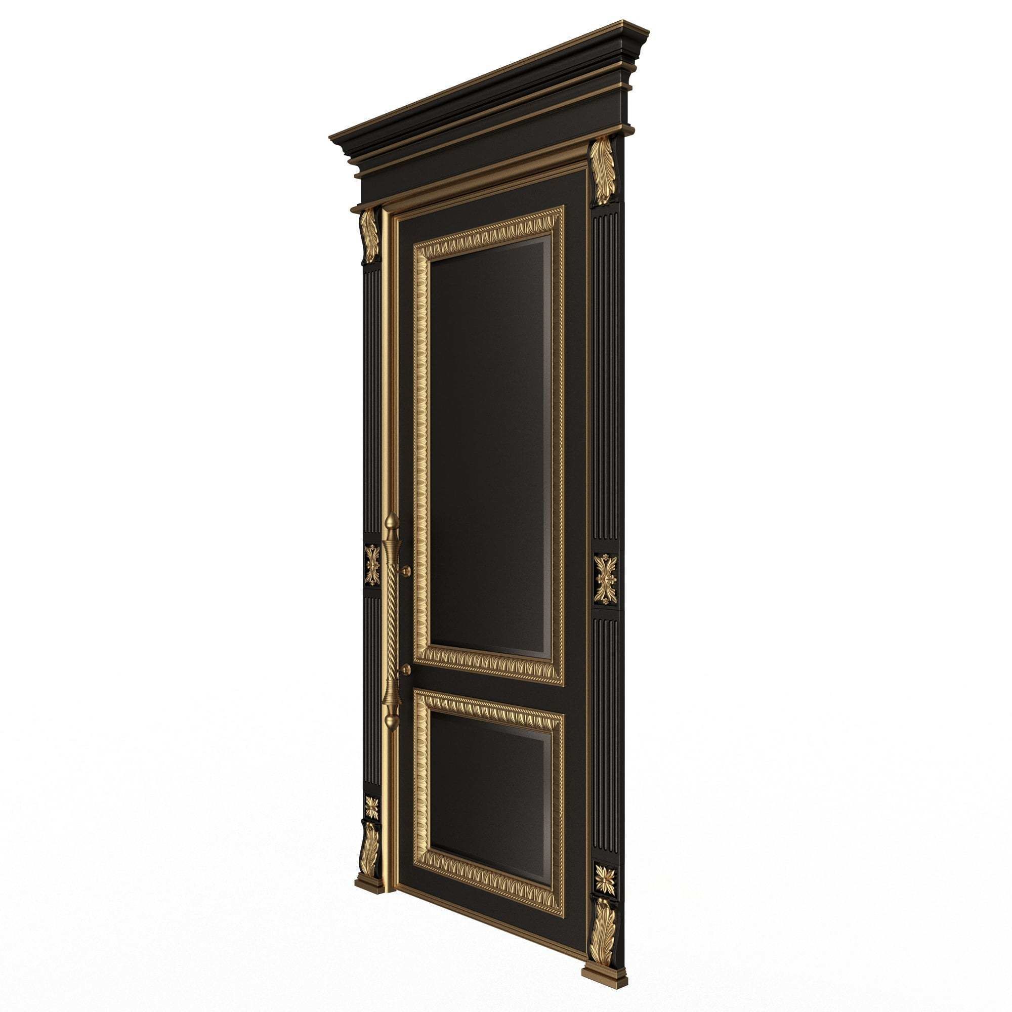 Carved Door Classic 01602 Black Low-poly 3D model_2