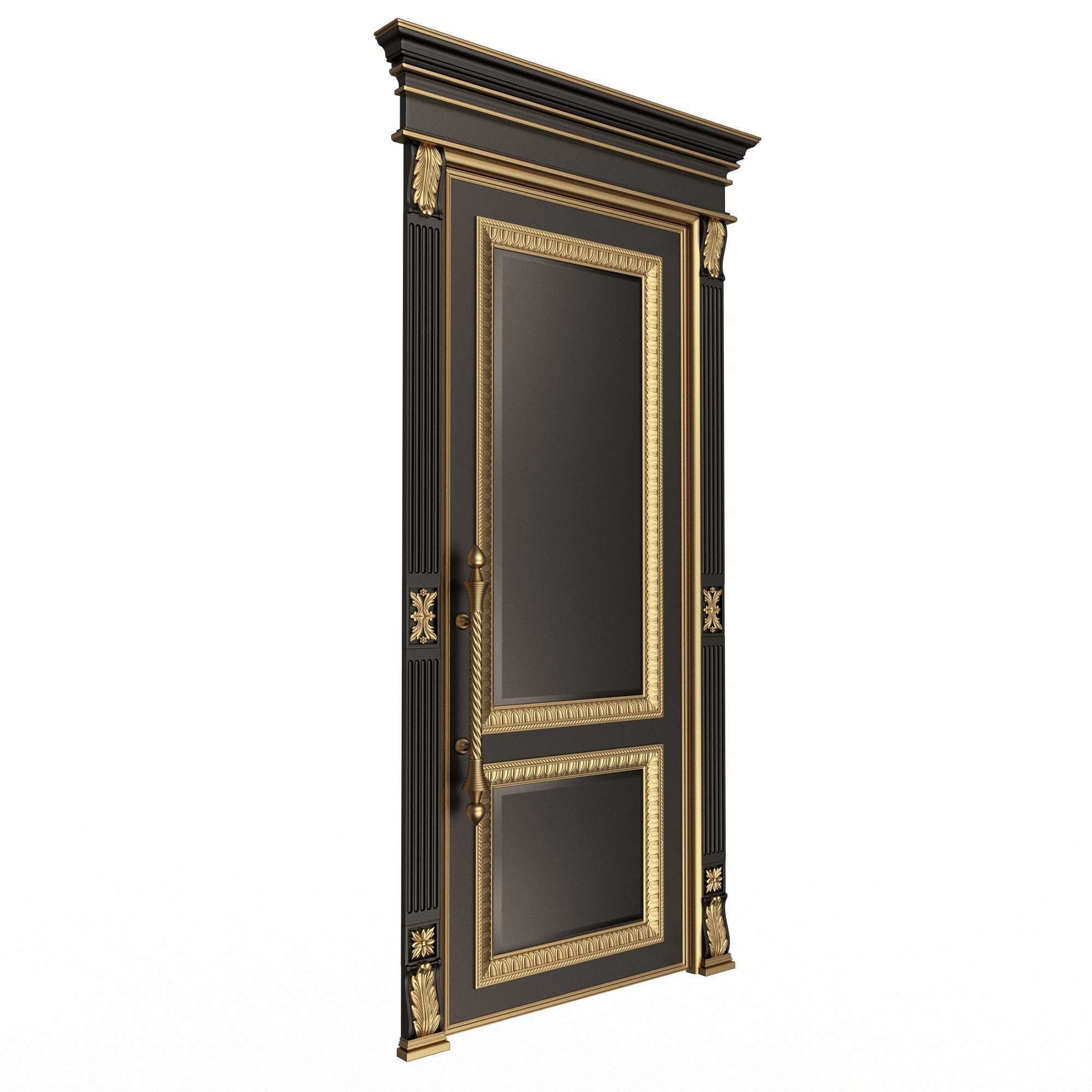 Carved Door Classic 01602 Black Low-poly 3D model_3