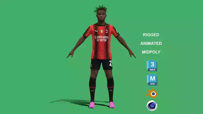 3D Rigged Samuel Chukwueze AC Milan 2024 3D model