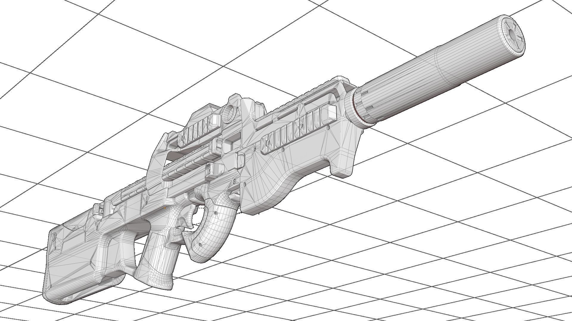 P90 Submachine Gun 3d model Low-poly 3D model_8
