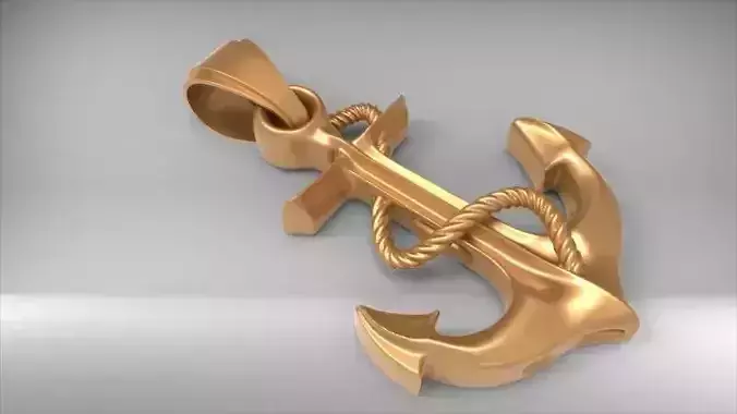  ANCHOR PENDANT NECKLACE ROPE DESIGN  CHARM JEWELRY 3D print model