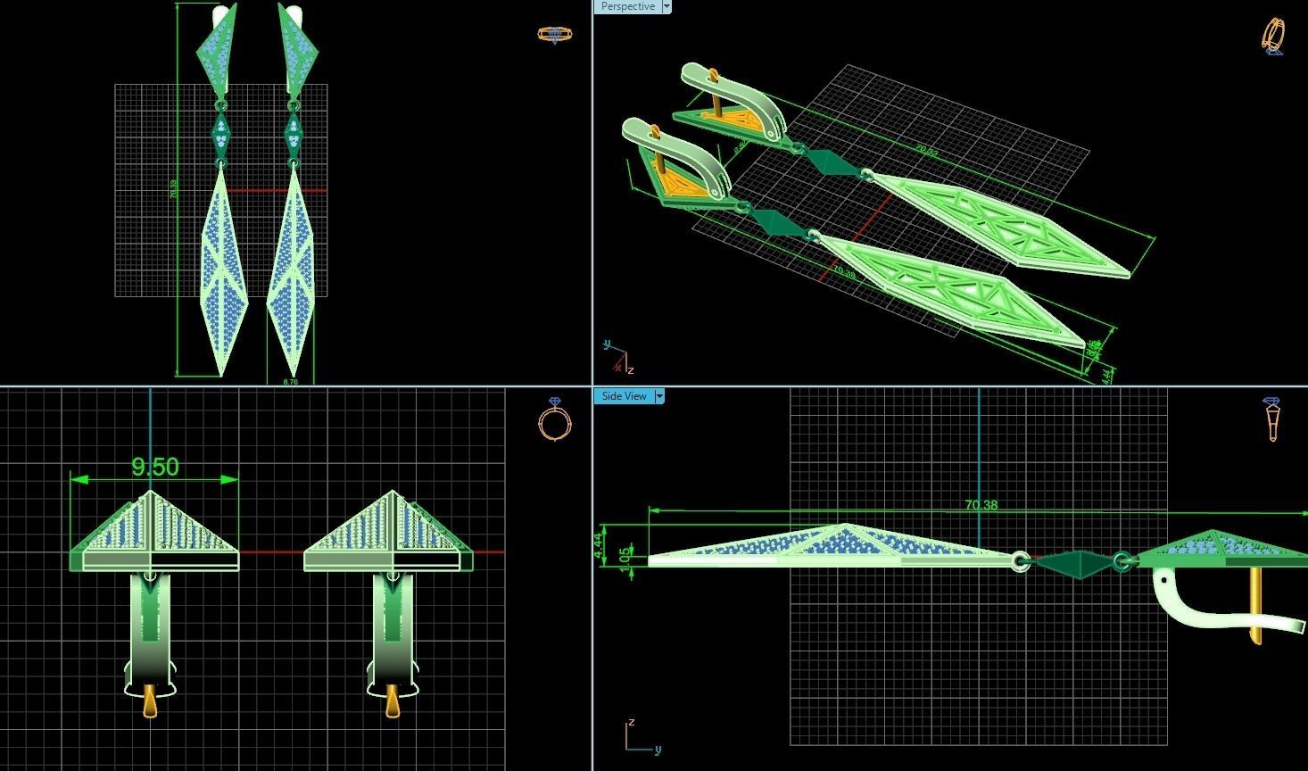 geometric earrings  Carrera Invierno Iceberg Collection 1052 3D print model_4
