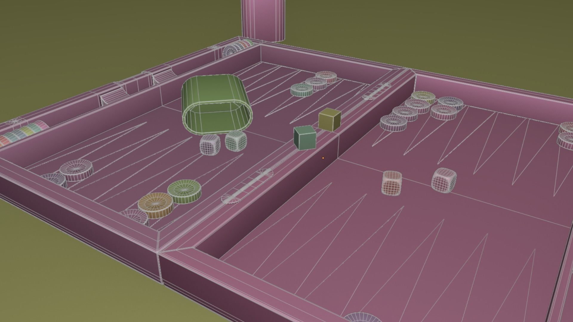 Wooden Folding Backgammon Board Game Set 3D model_16