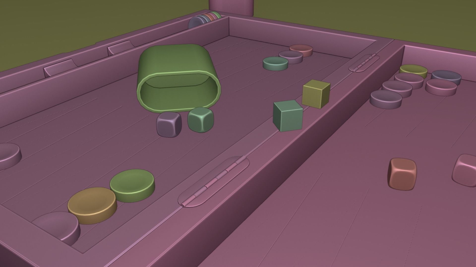 Wooden Folding Backgammon Board Game Set 3D model_17