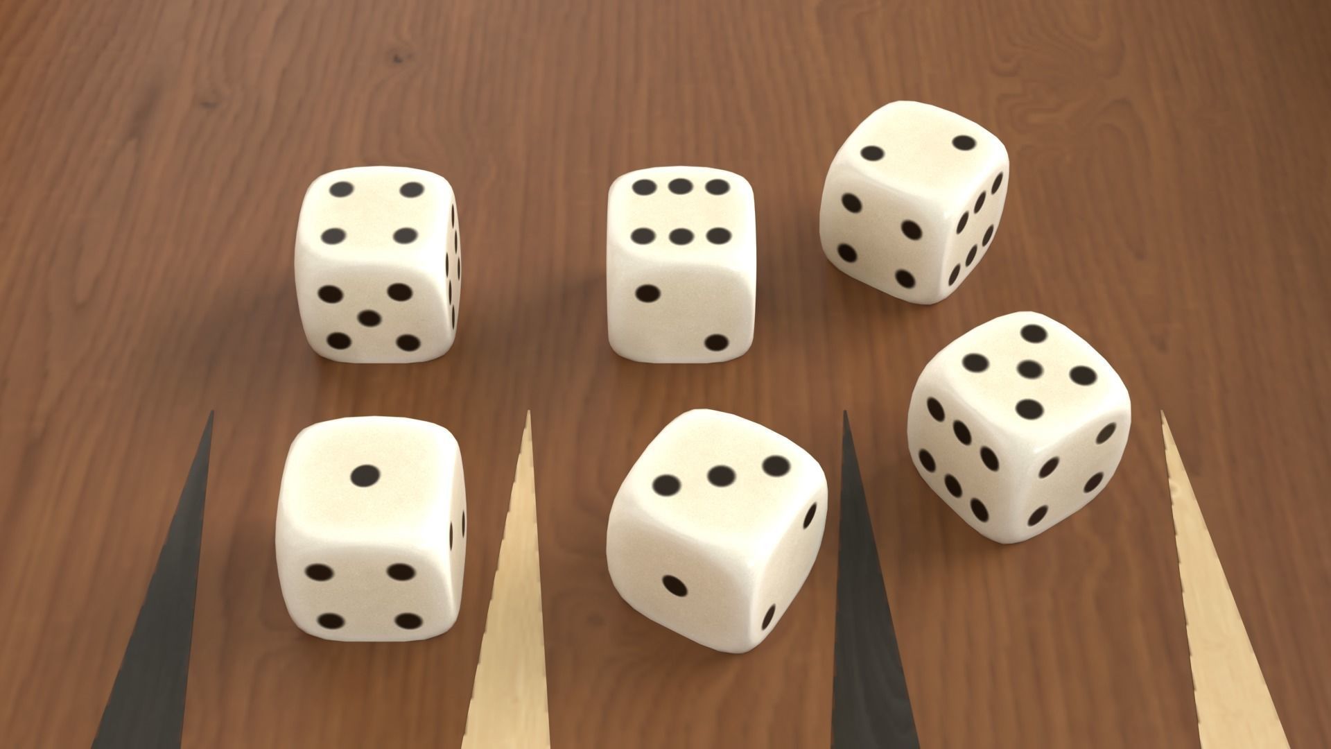 Wooden Folding Backgammon Board Game Set 3D model_6