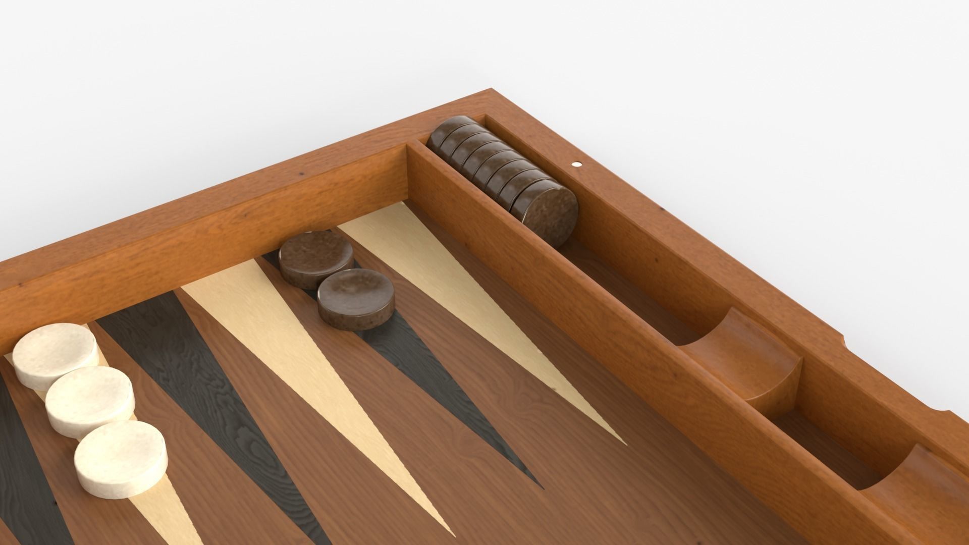 Wooden Folding Backgammon Board Game Set 3D model_5