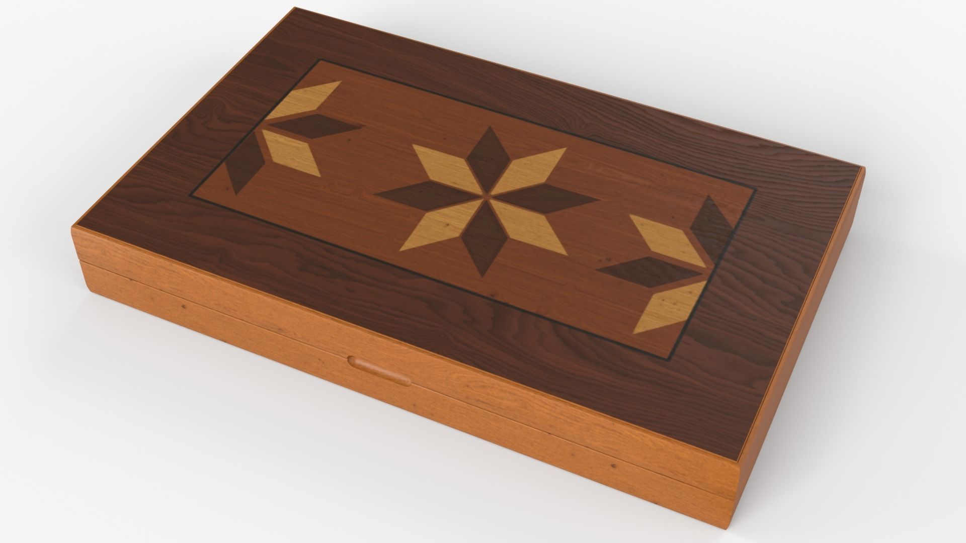 Wooden Folding Backgammon Board Game Set 3D model_9