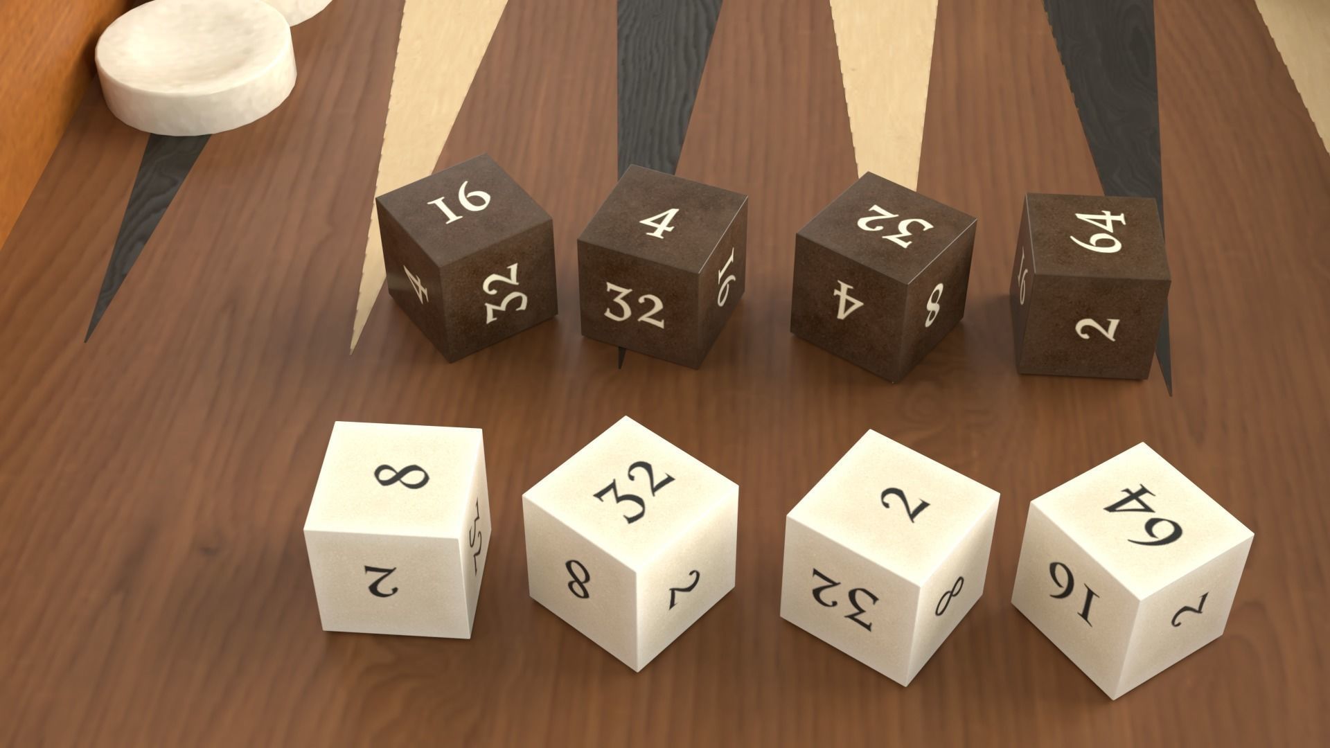 Wooden Folding Backgammon Board Game Set 3D model_8