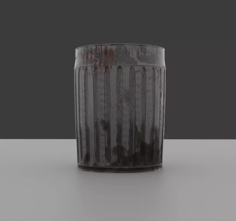 Metal Trash Can 3D model_0
