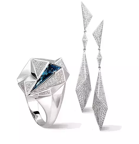  set ring  and earrings geometry Carrera Iceberg collection 1052 