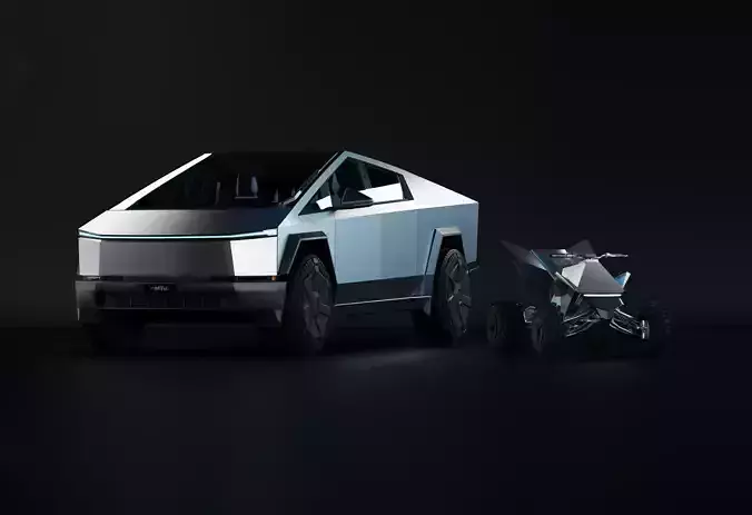 Tesla Cybertruck foundation series and Tesla Quad Series 1 3D model